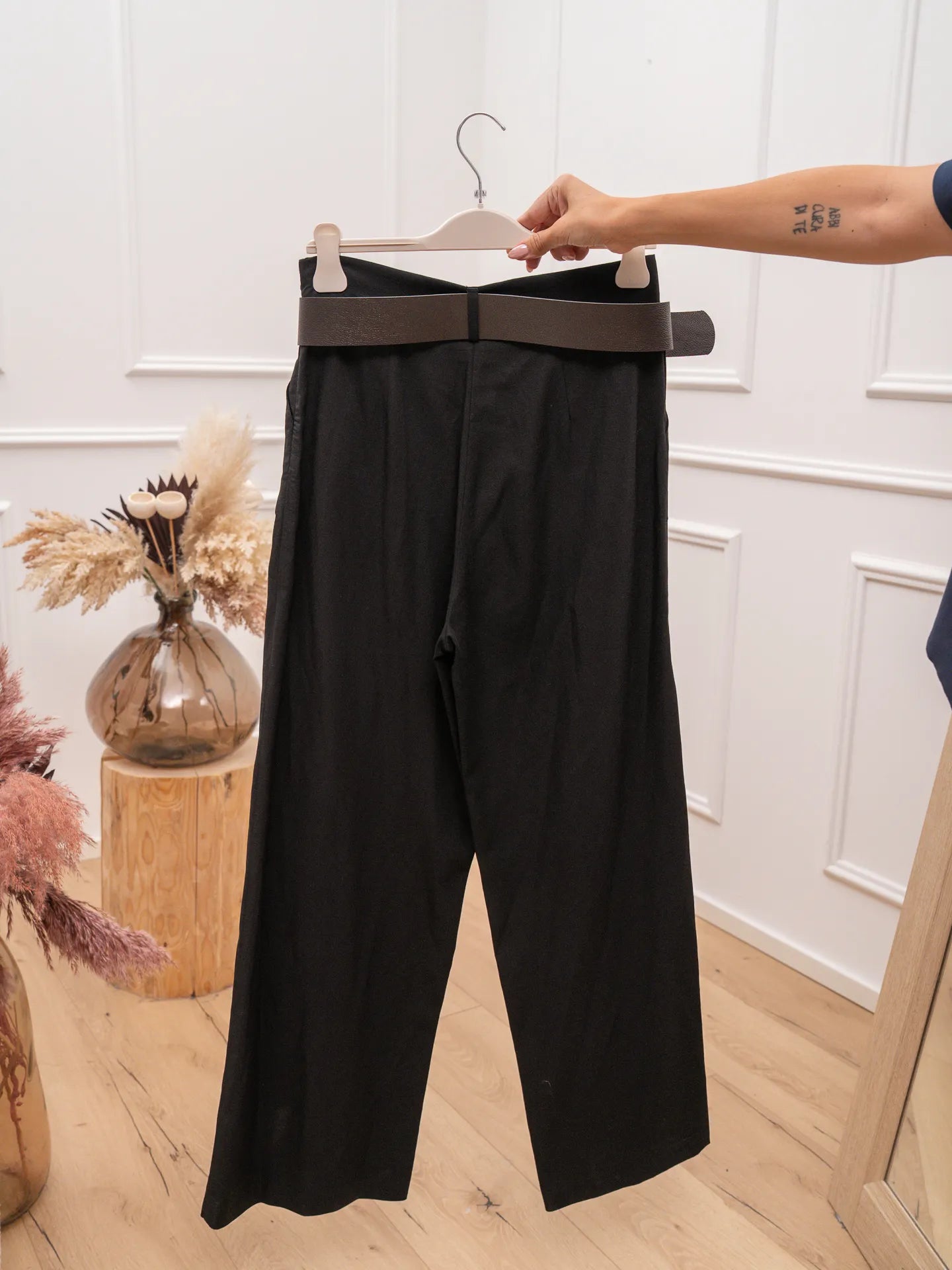Pantaloni Grace neri misto lino - Dixie