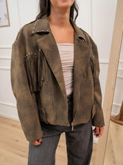 Chiodo scamosciato militare con borchie - HaveOne