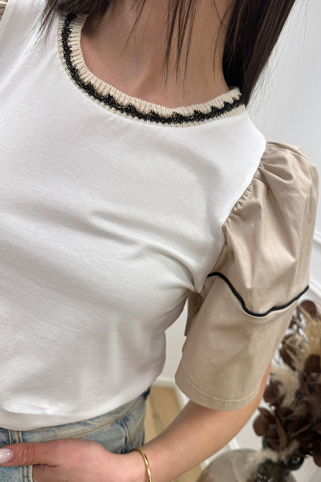 T shirt manica palloncino beige - HaveOne