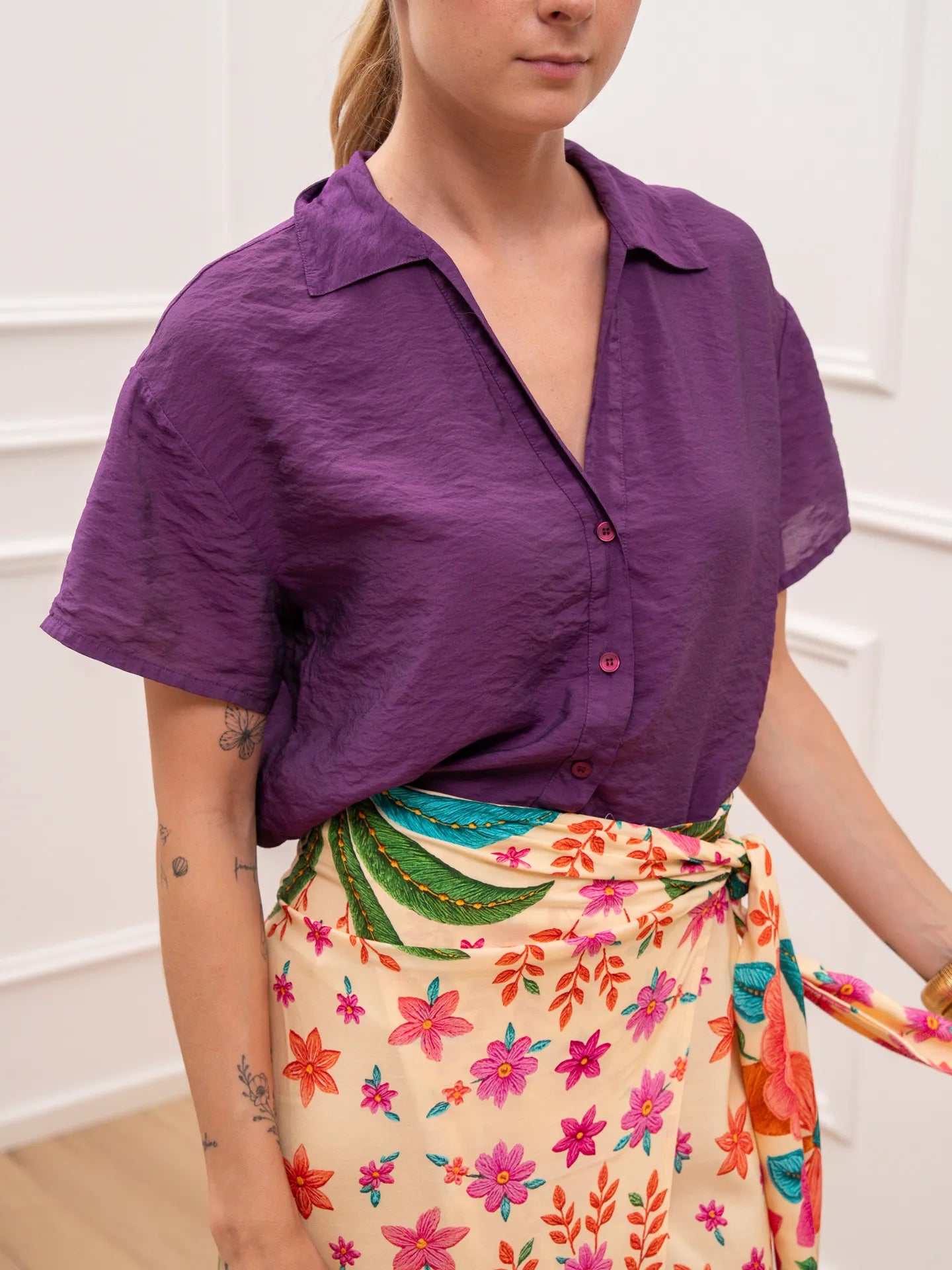 Camicia mezza manica Marea viola - Tensione In