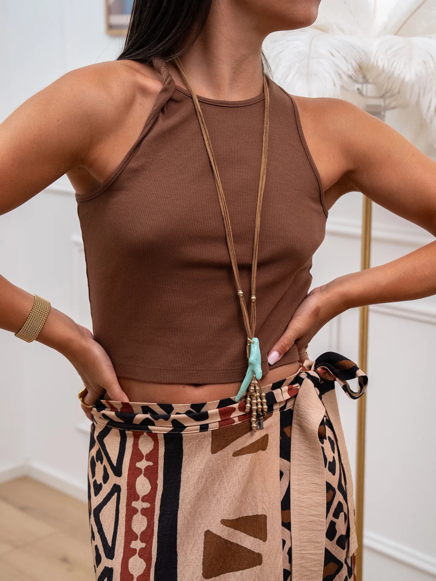 Top costine nutella bretella annodata - Vicolo