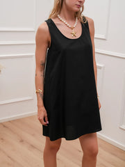 Vestito Ribbon nero in cotone con fiocco - Vicolo