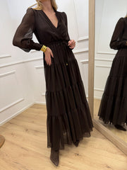 Vestito moro in crepe a balze - Philia Loft