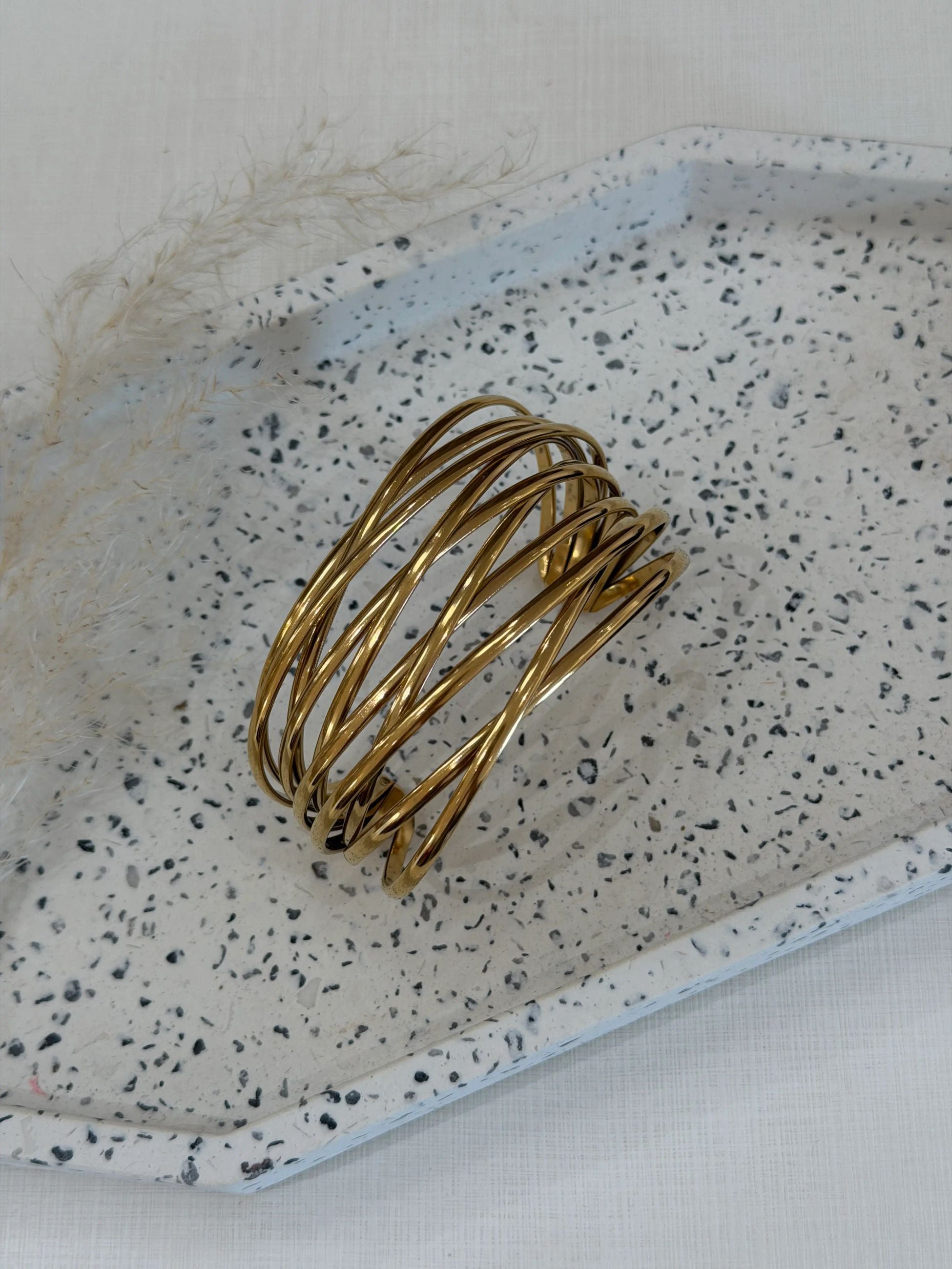 Bracciale rigido multi linee oro - Calibro Shop