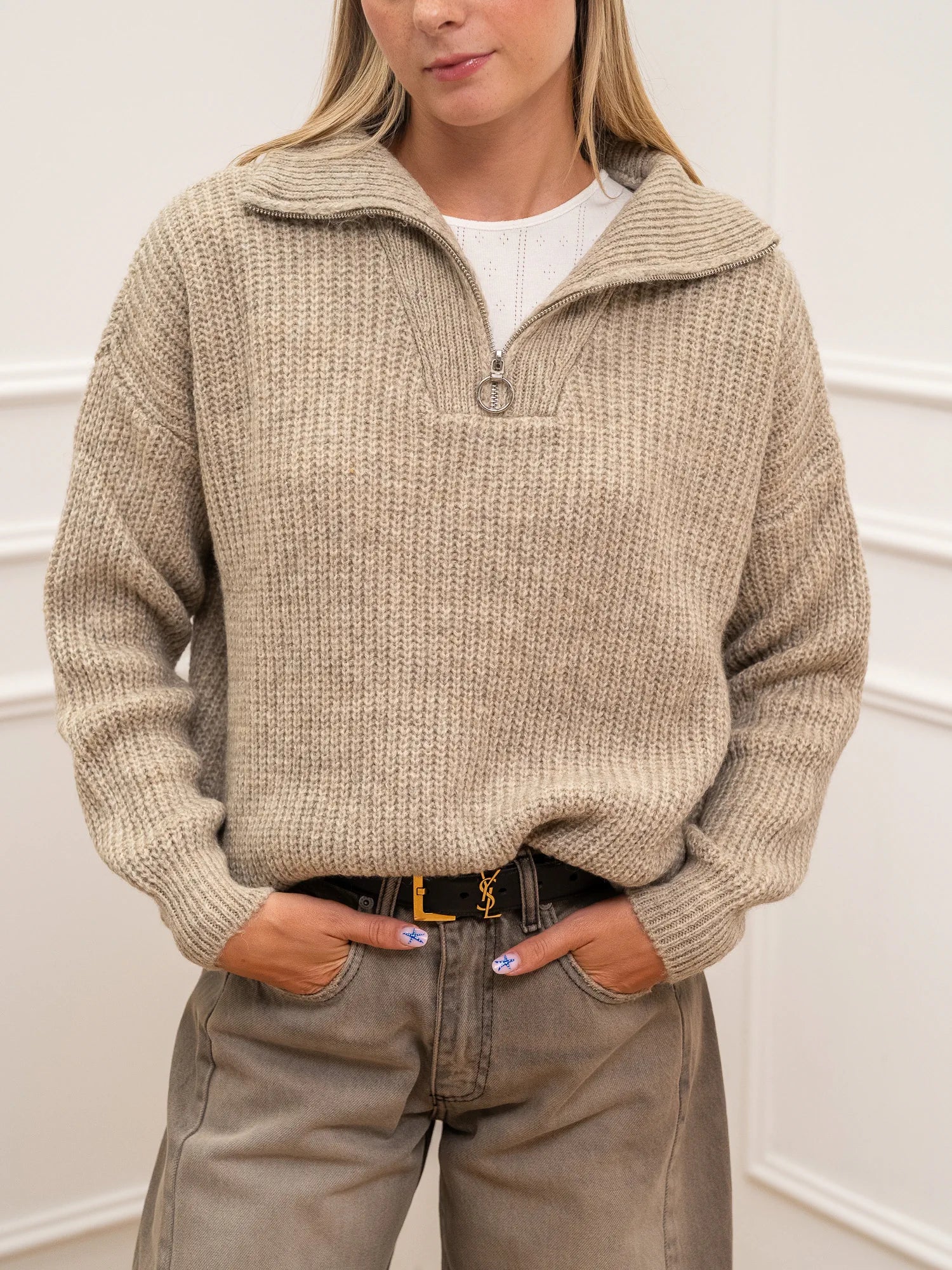 Maglia mezza zip misto lana - HaveOne