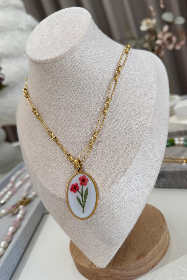 Collana solitary twin blossom rosso - LCS