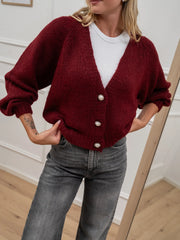 Cardigan vino tre bottoni gioiello - HaveOne