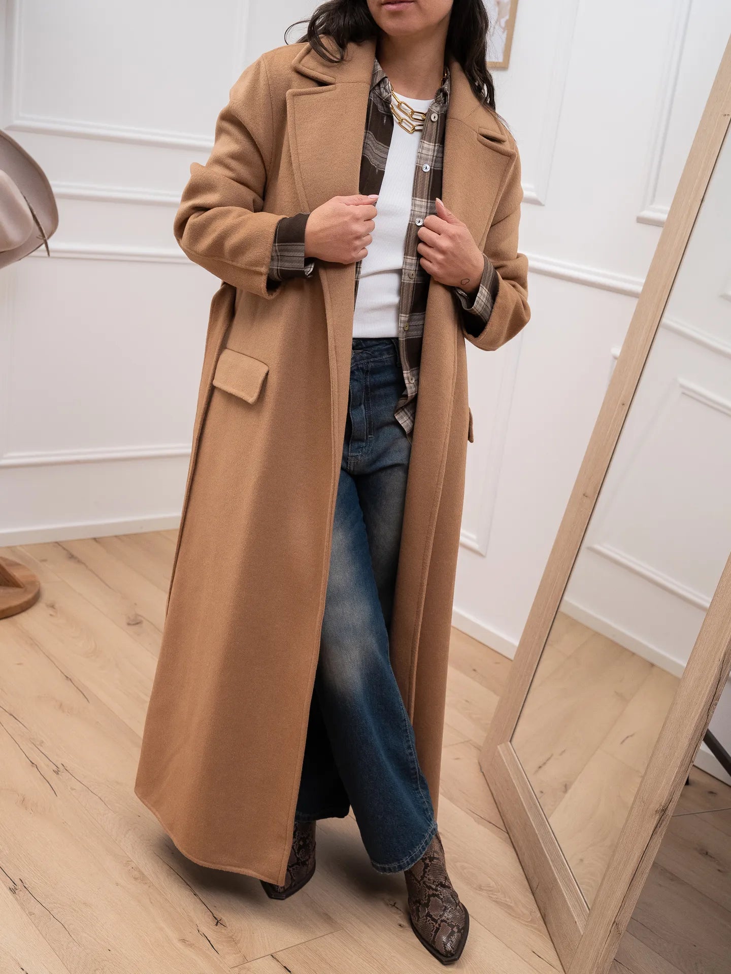 Cappotto cammello lungo con cintura - Vicolo