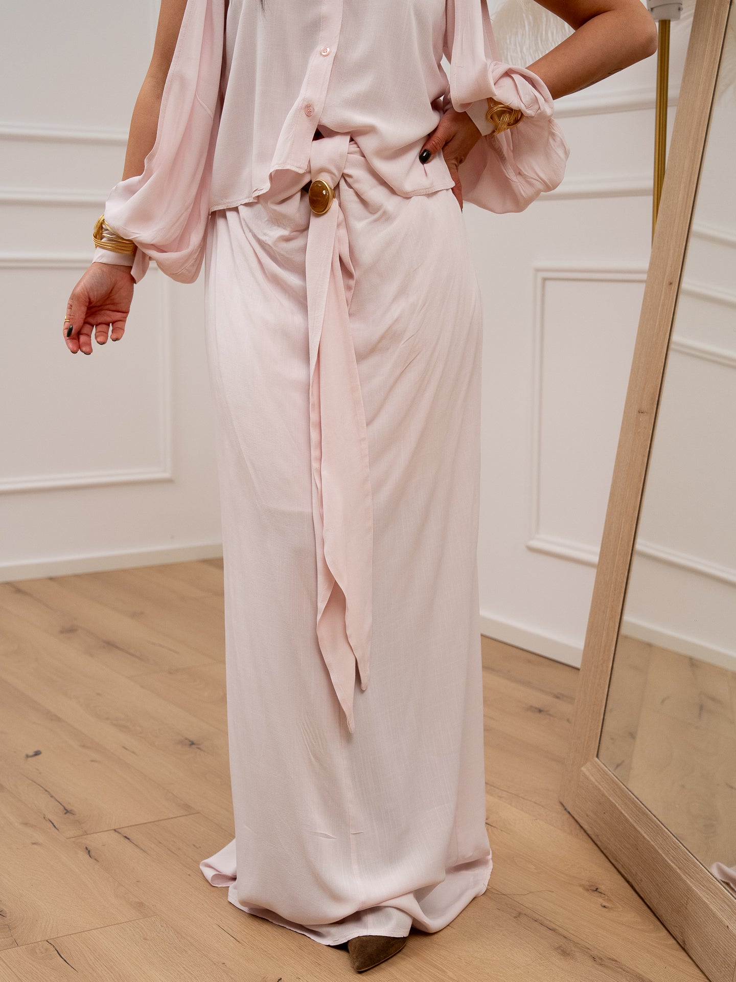 Gonna lunga cipria fusciacca con pietra - HaveOne