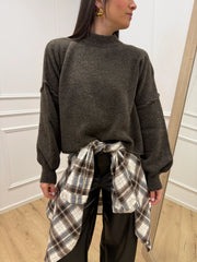 Maglia moro con cuciture a vista a scatola - HaveOne
