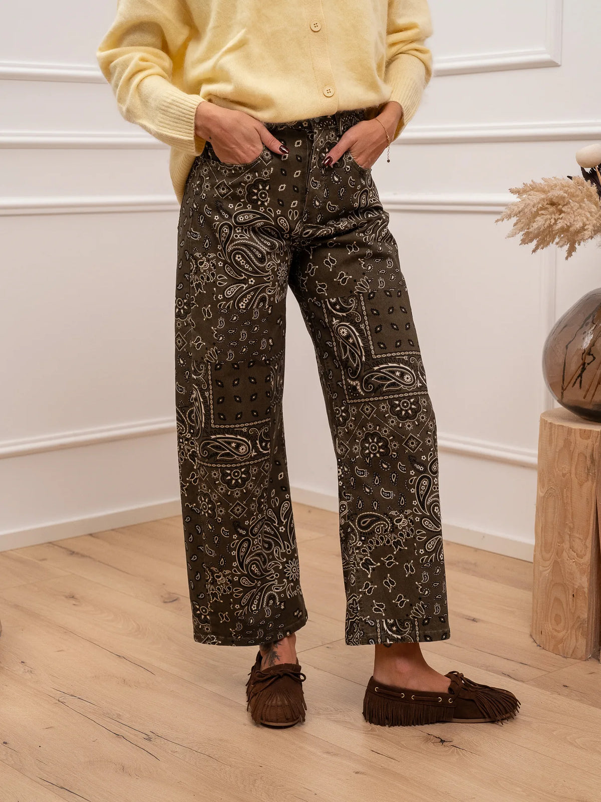 Pantaloni bandana kaki in cotone - Tensione In