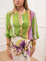 Camicia verde riga viola e lime - HaveOne