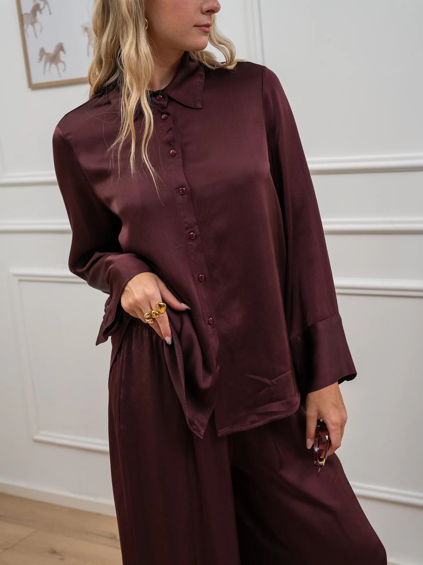 Camicia vino satinata in viscosa - Vicolo