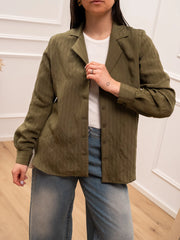 Camicia in modal kaki con volant crochet - Vicolo