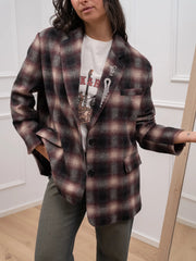 Giacca check in panno bordeaux - Dixie