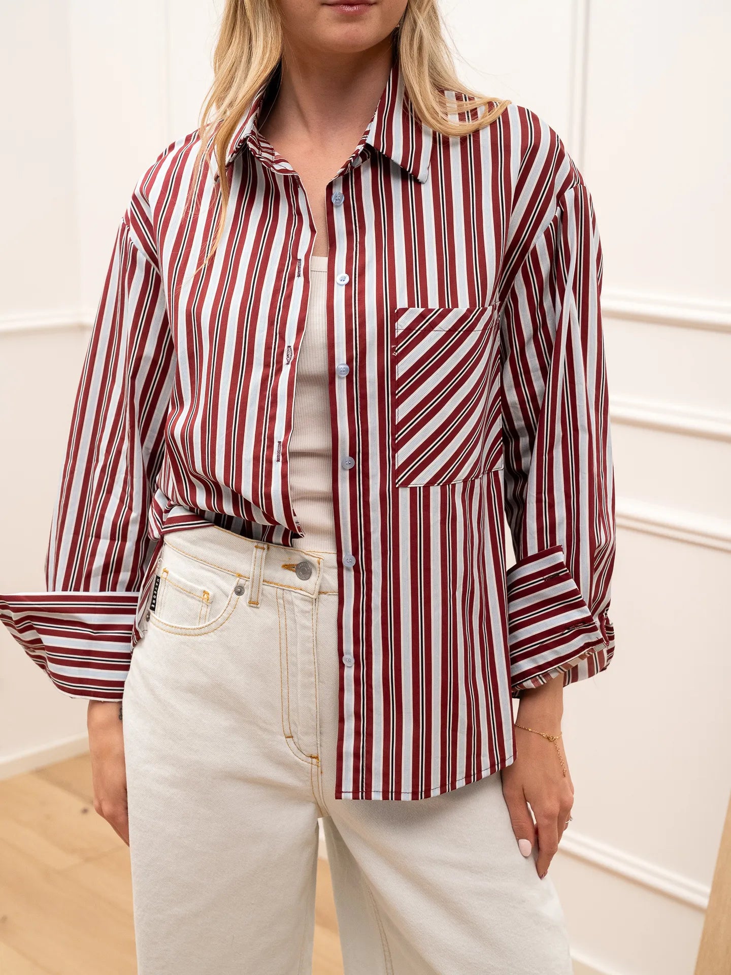 Camicia over righe india e celeste - HaveOne