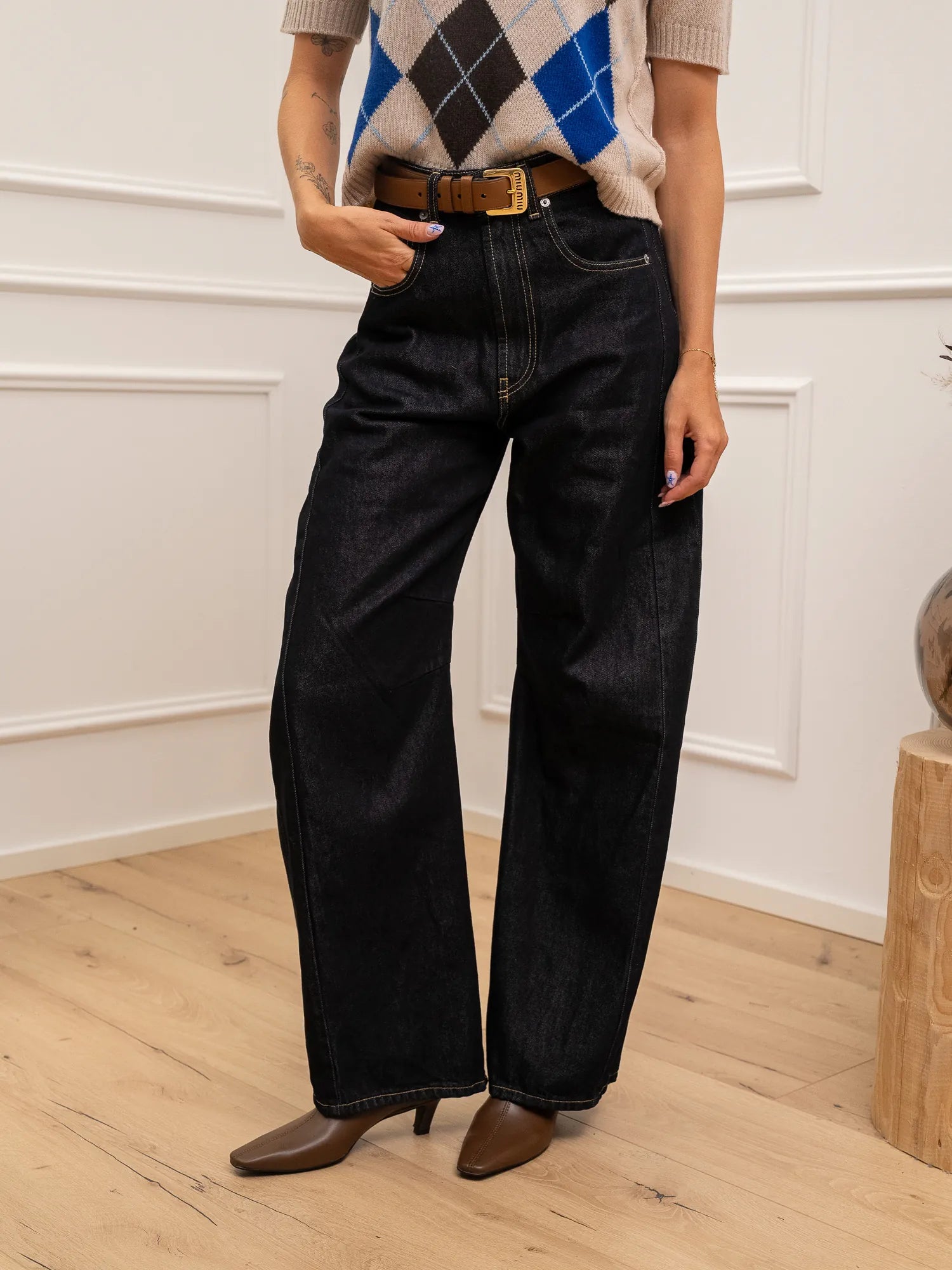 Jeans Angie denim lavaggio zero con impunture - HaveOne