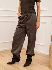 Pantaloni joggers moro tessuto acetato - HaveOne