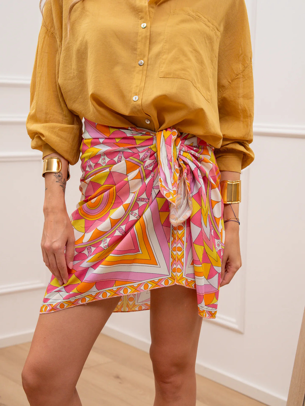 Gonna pareo mini Emily rosa e arancio - Tensione In