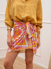 Gonna pareo mini Emily rosa e arancio - Tensione In