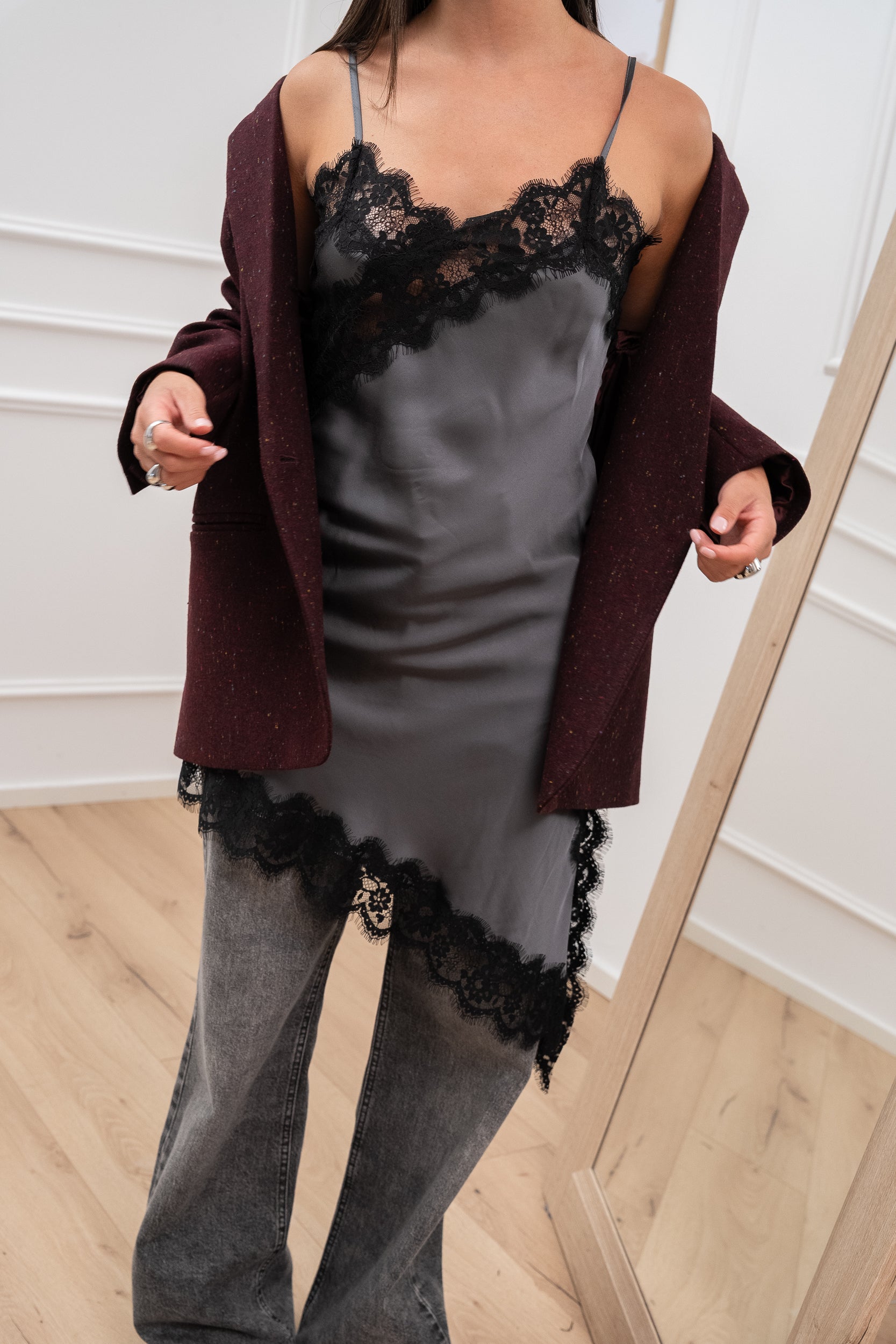 Vestito lingerie grigio obliquo - Vicolo