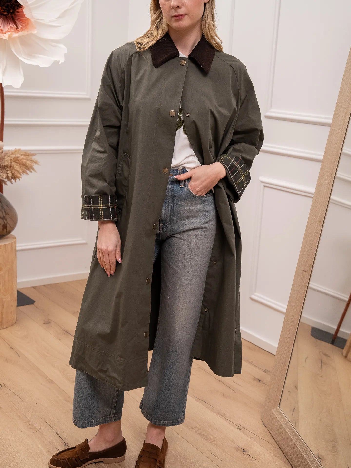 Trench cerato army con colletto a coste - Vicolo