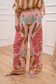 Pantaloni Tiger rosa e oliva gamba larga - HaveOne