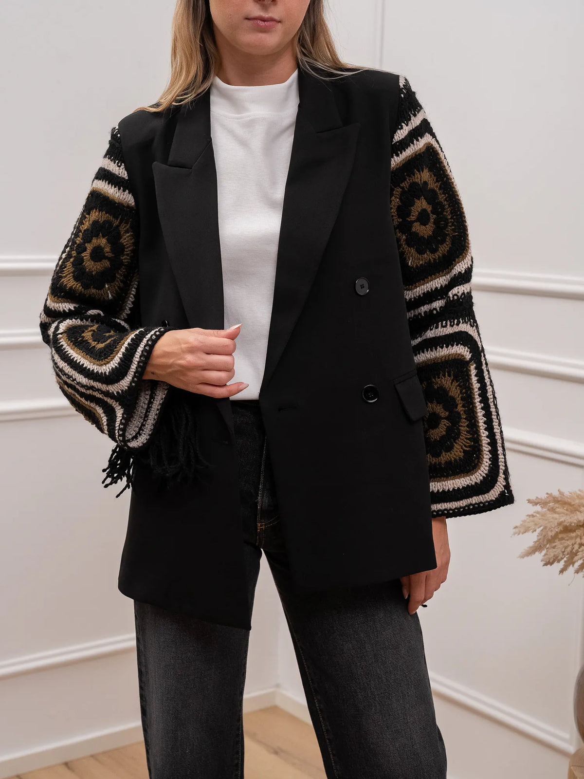 Giacca Granny doppiopetto manica crochet - Vicolo