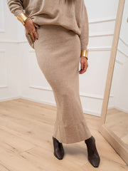 Gonna lunga beige misto cashmere - Vicolo