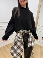Maglia nera con cuciture a vista a scatola - HaveOne
