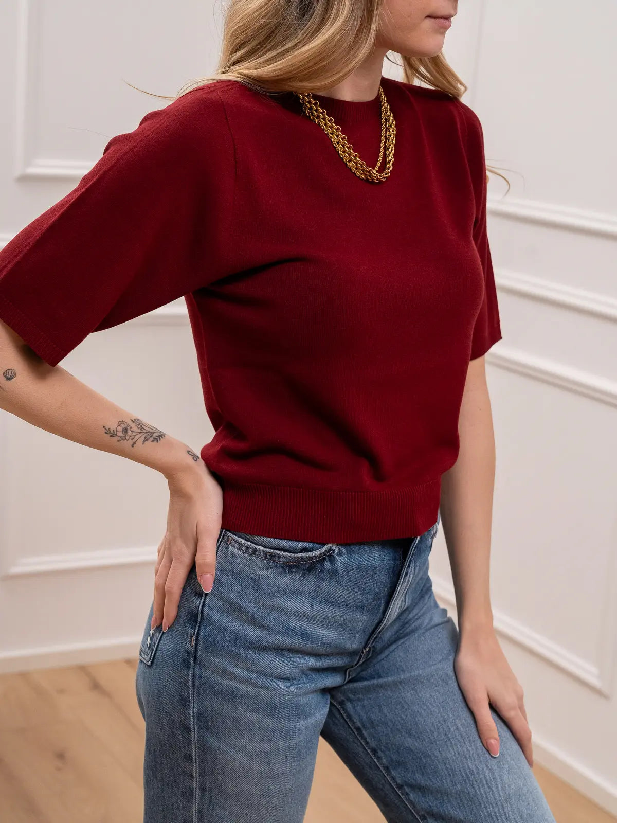 Maglia girocollo sangria mezza manica - Kontatto