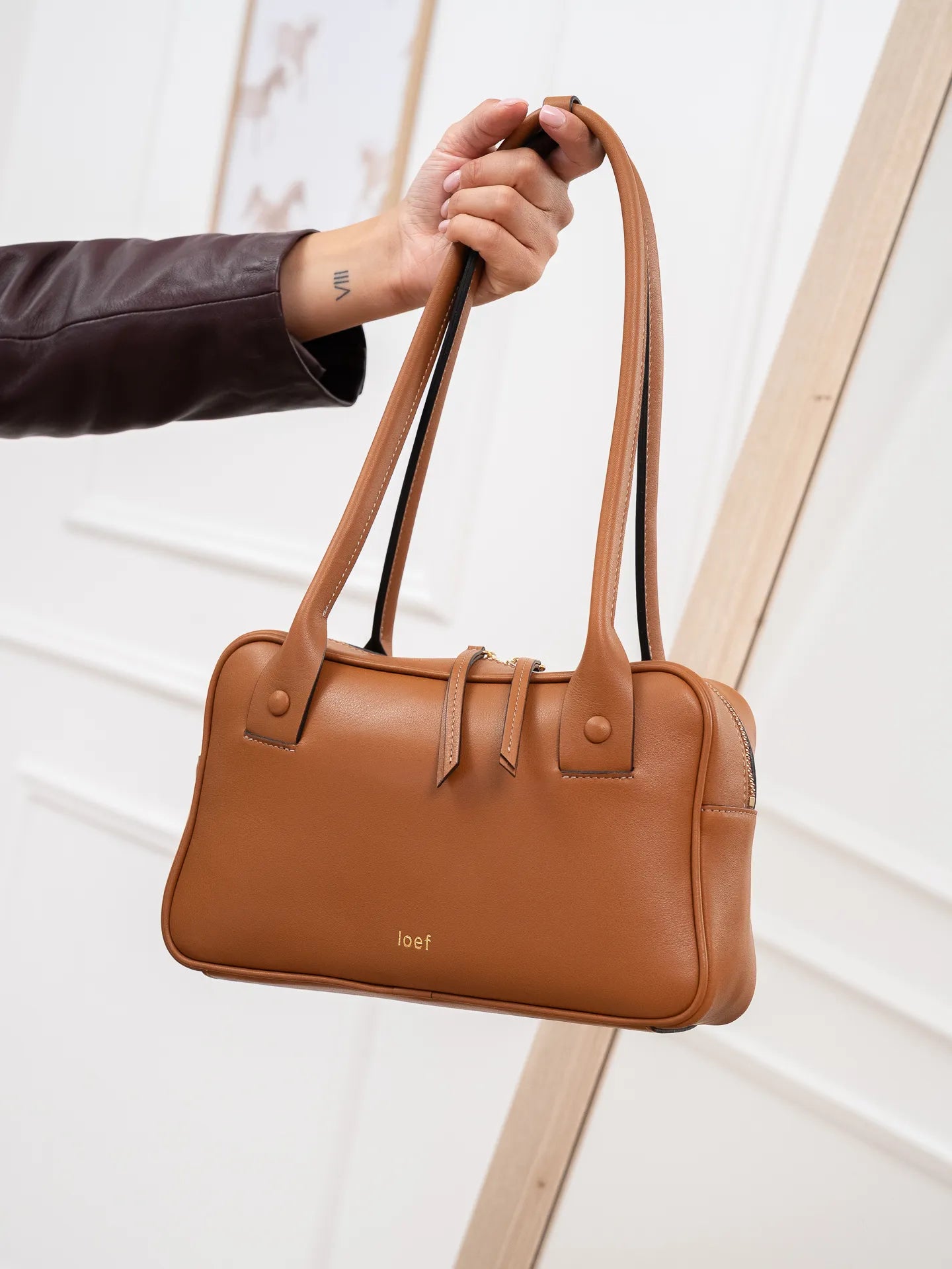 Borsa Bigotta in pelle liscia cuoio - Ioef