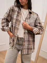 Camicia in flanella moro patch gioiello - HaveOne