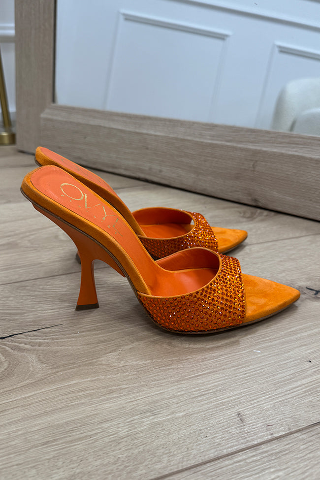 Sandali a punta arancio con strass - Ovyè
