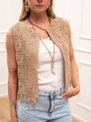 Gilet in filo crochet deserto - Vicolo