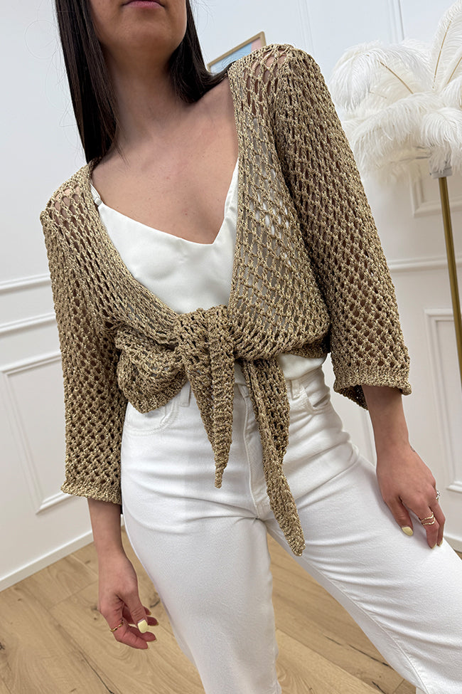 Cardigan lamè oro scuro scaldacuore - Vicolo