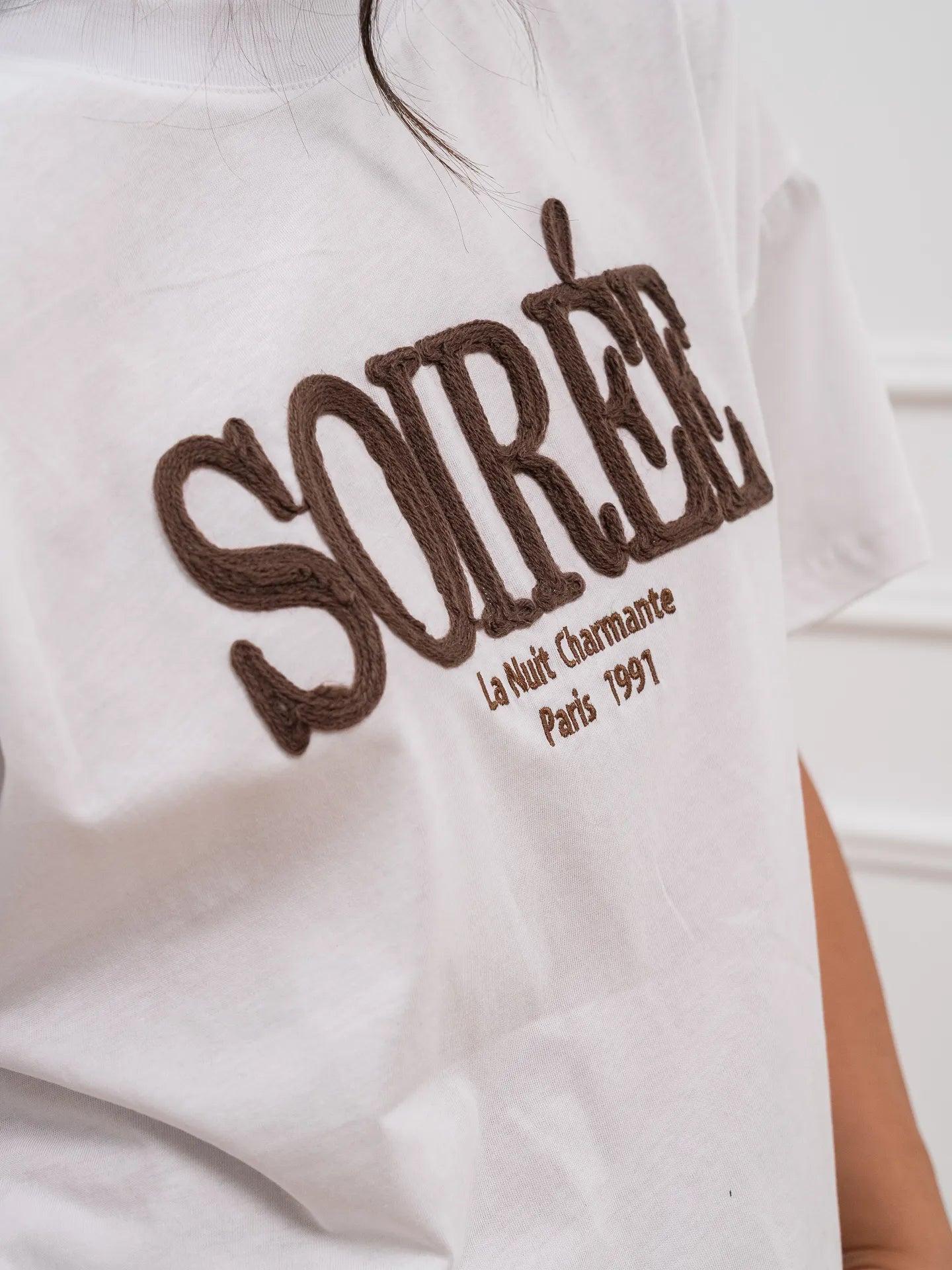 T shirt "Soirèè" ricamata moka - Vicolo