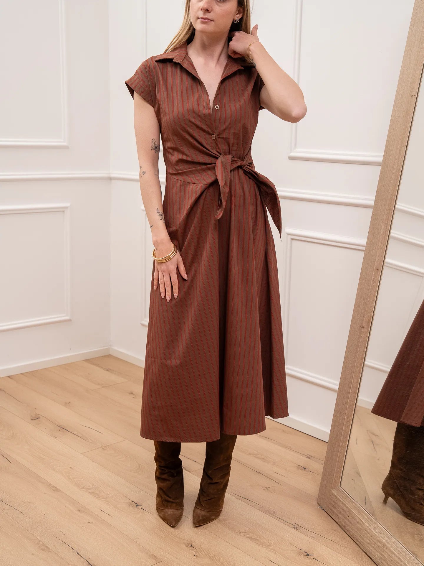 Vestito tabacco e coccio con nodo - HaveOne