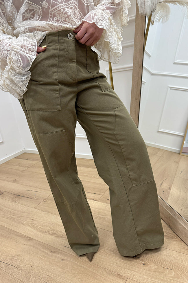 Pantaloni carpenter salvia in drill di cotone - HaveOne