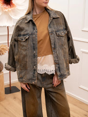 Giacchetto oversize in denim spennellato - HaveOne