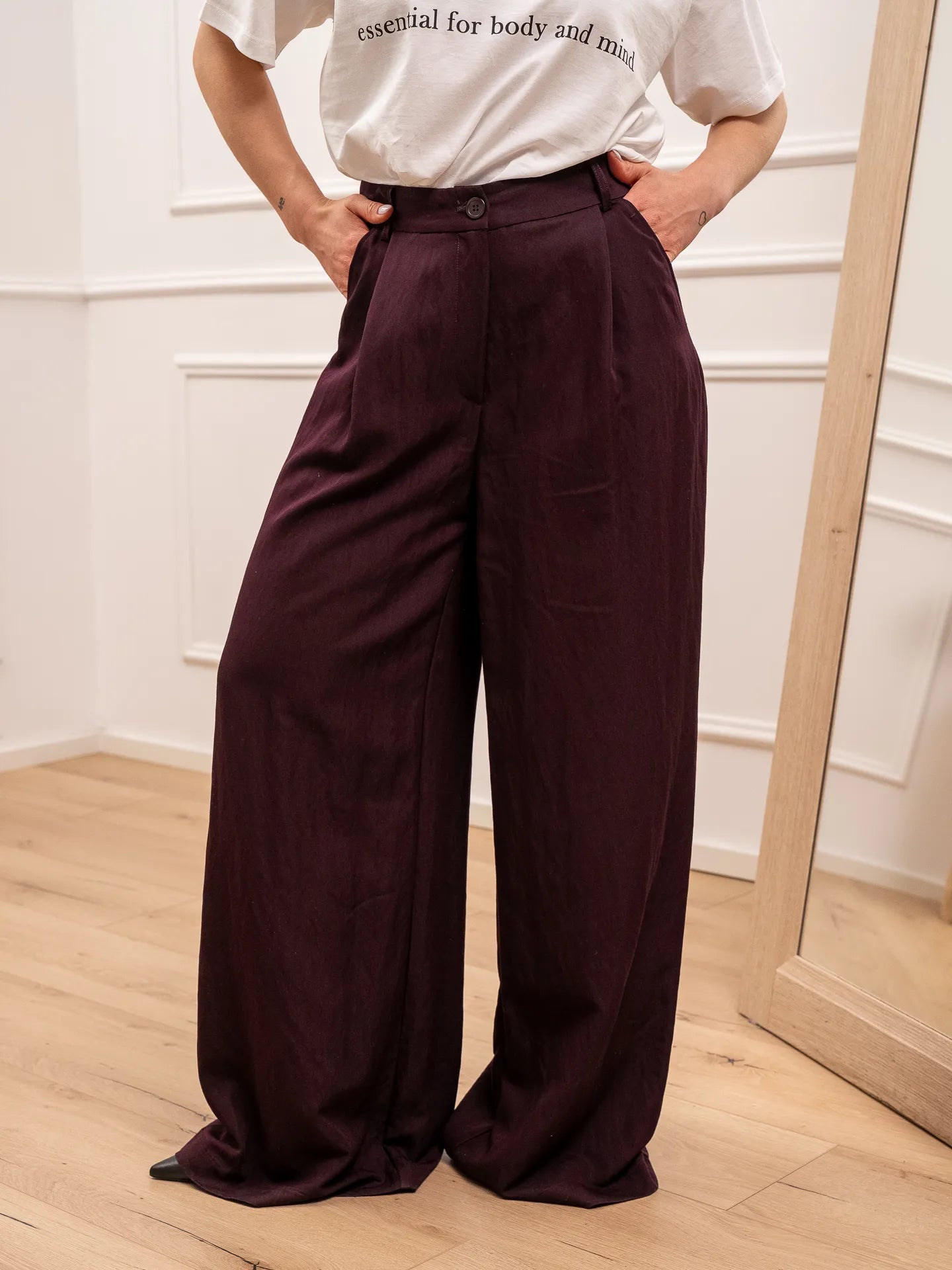 Pantaloni palazzo Gallery in chambray prugna - You Decide