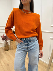 Maglia baby alpaca arancio con spalle imbottite - Dixie