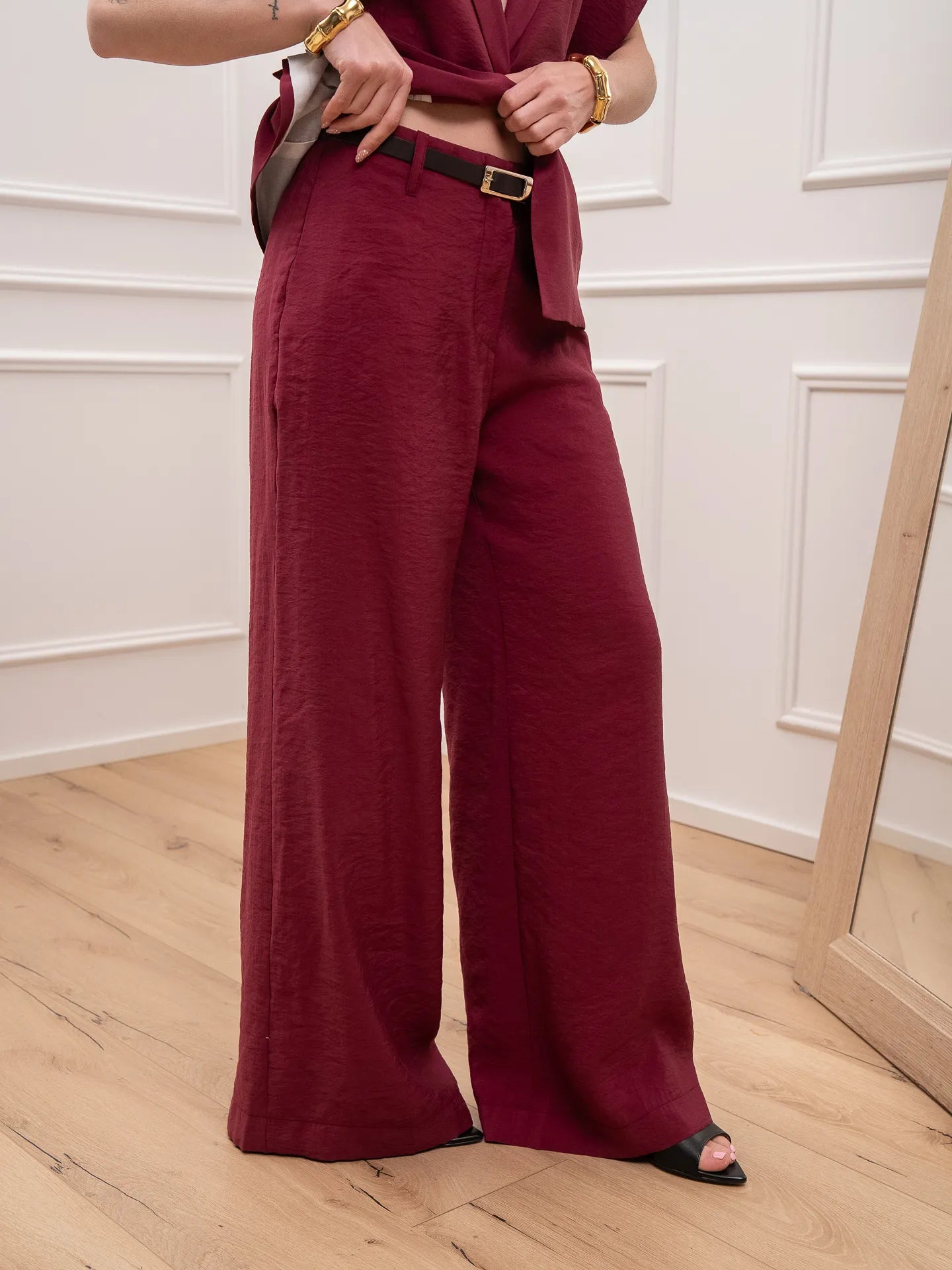 Pantaloni Adele prugna con cintura - Kontatto
