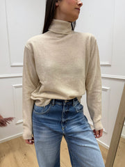 Maglia dolcevita beige 80% lana - HaveOne