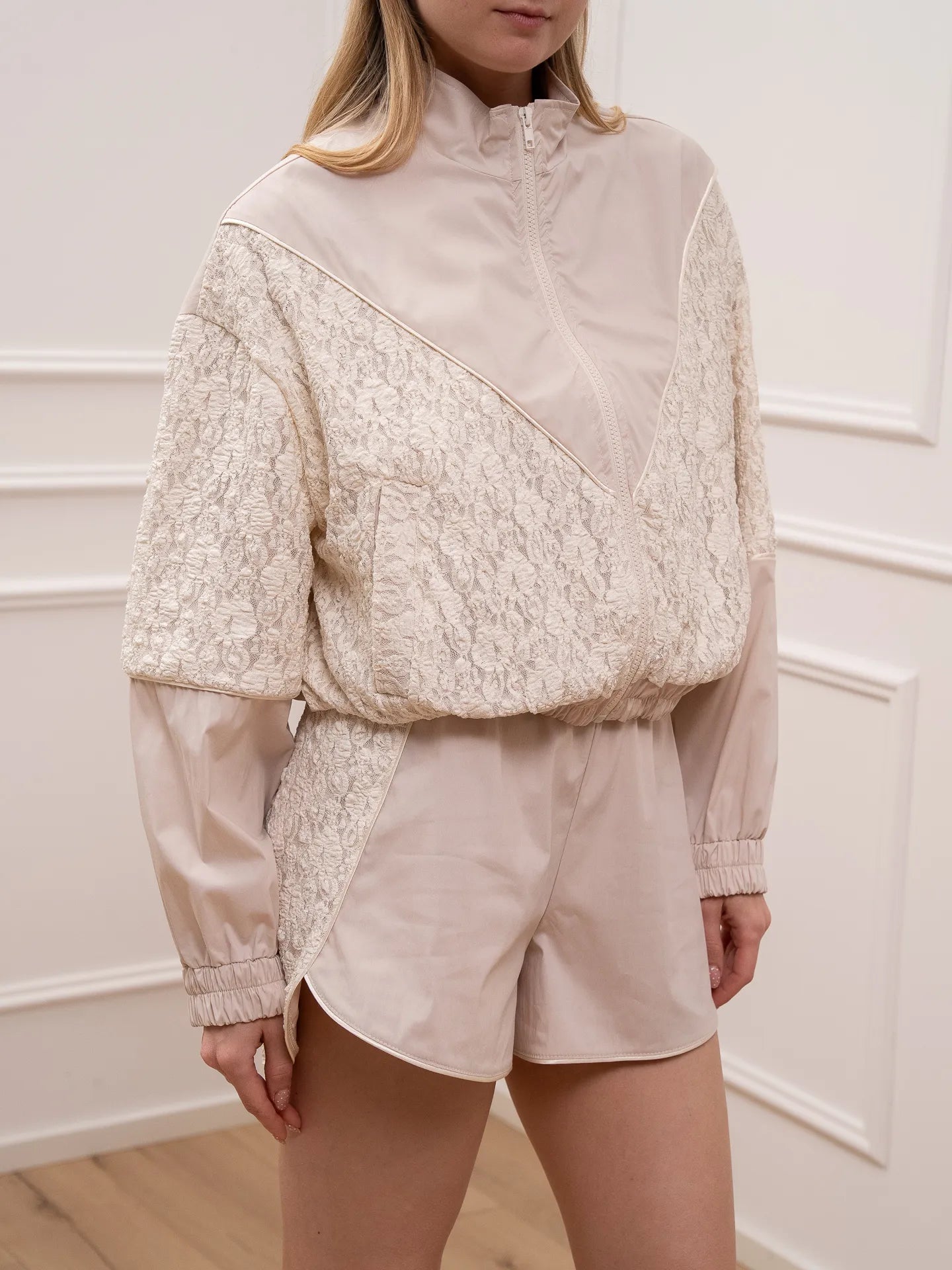 Bomber gesso dettaglio in pizzo - HaveOne