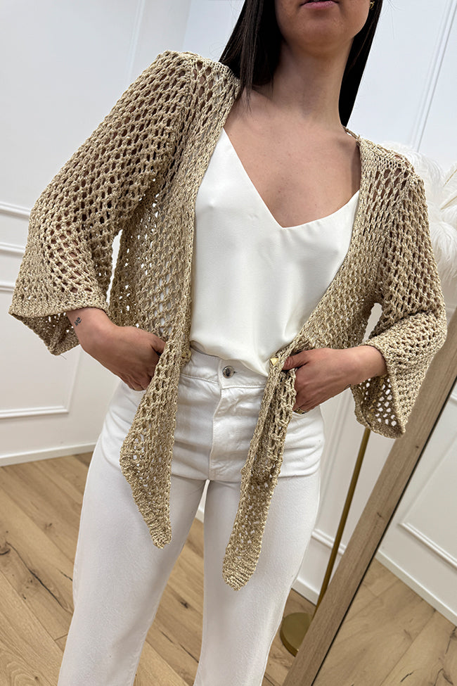 Cardigan lamè oro chiaro scaldacuore - Vicolo