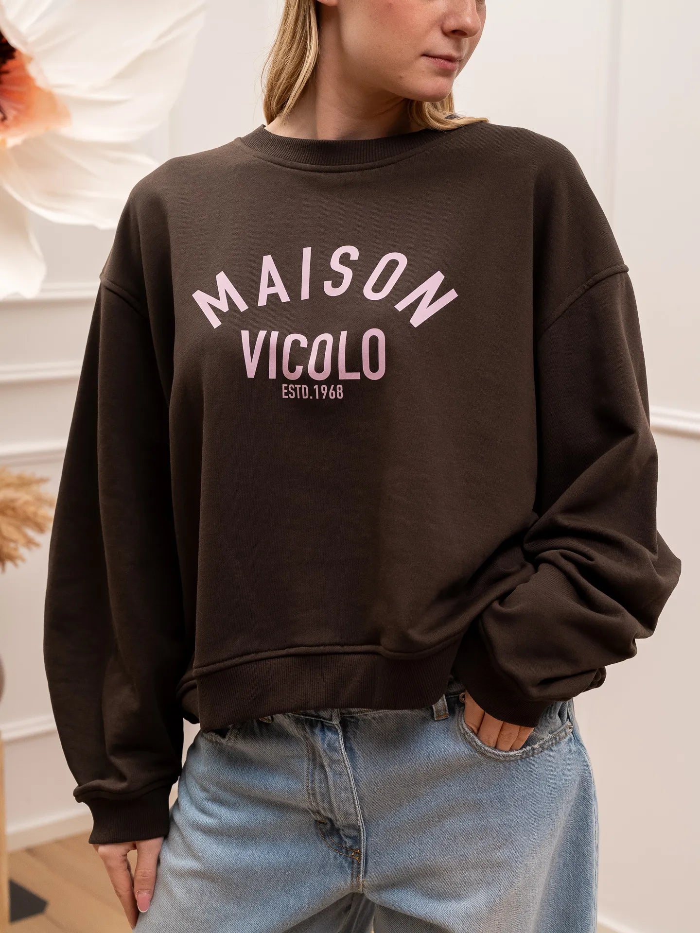 Felpa moka Maison Vicolo rosa - Vicolo