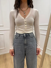 Maglia serafino sottile burro misto mohair - HaveOne