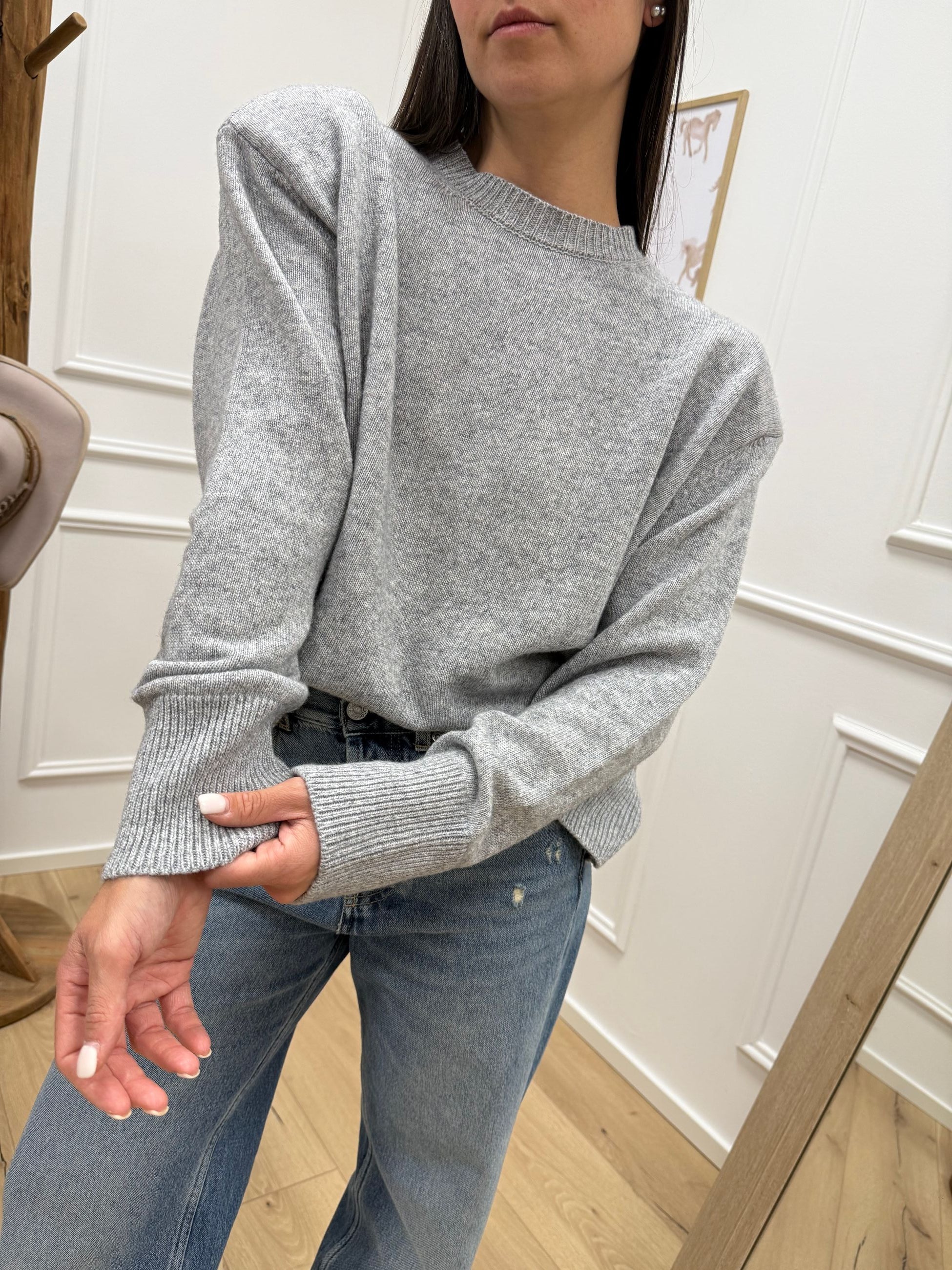 Maglia grigio chiaro con spalline - Tensione In