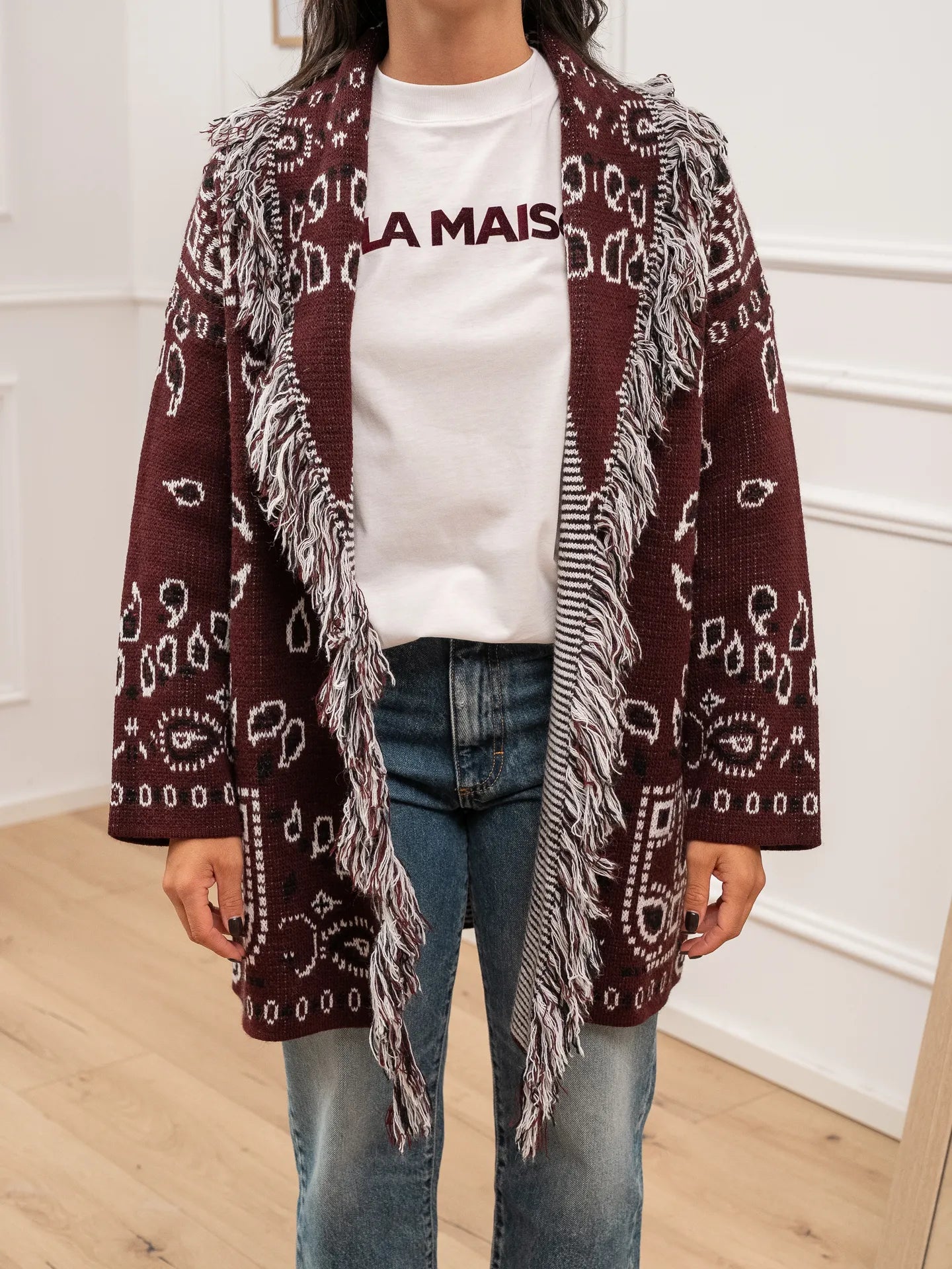 Cardigan alanui bandana bordeaux - Vicolo